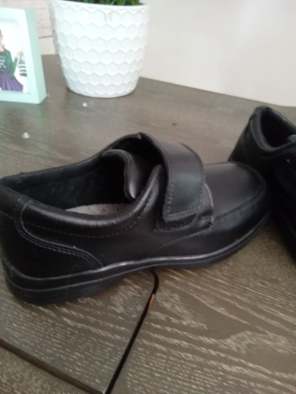 Hush Puppies Kids Black Leather School Shoes Size 1 Wide